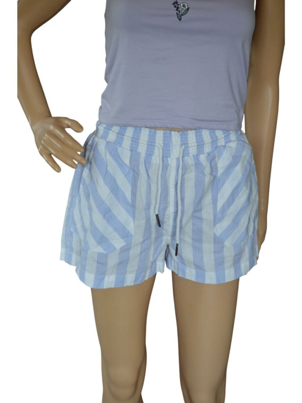 Jolie & Joy Blue White Striped Summer Shorts Women's Size Small Coastal Casual